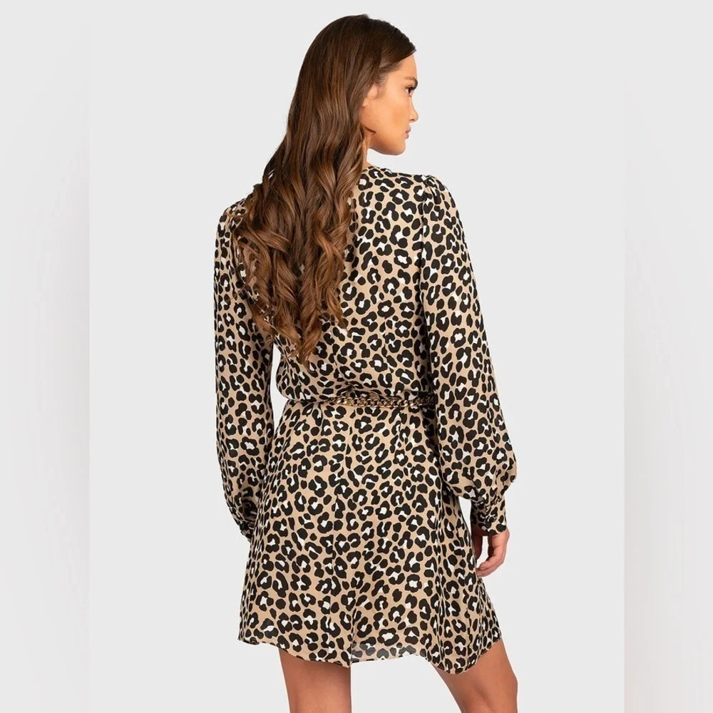 MICHAEL KORS LEOPARD PRINT MINIDRESS WITH MK BELT